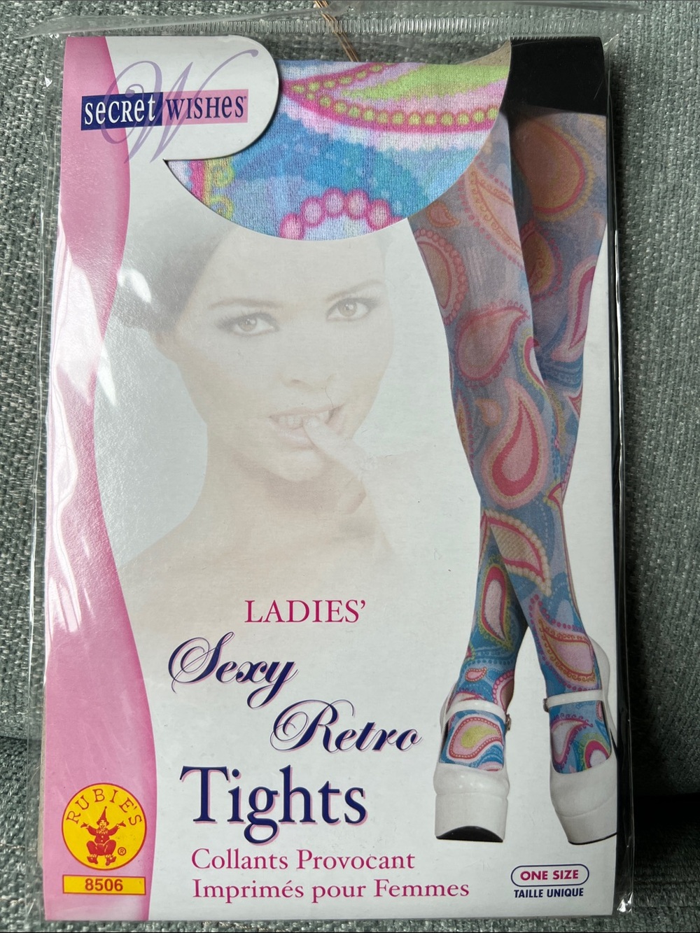 Rubie's Paisley Retro Tights in Blue, Pink & Green